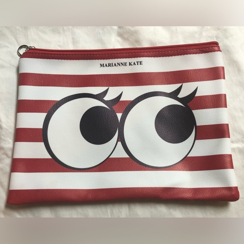 Marianne Kate Red and White striped Pouch - Picture 2 of 4
